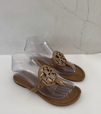 TORY BURCH MILLER SANDAL FLIP FLOP PATENT LEATHER TAN SIZE 5-6 Flaw