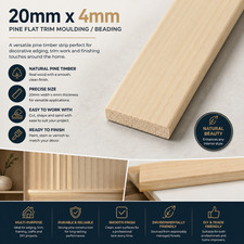 Pine Flat Trim Moulding Beading 2.4m Timber Edge Decorative Wooden Strip
