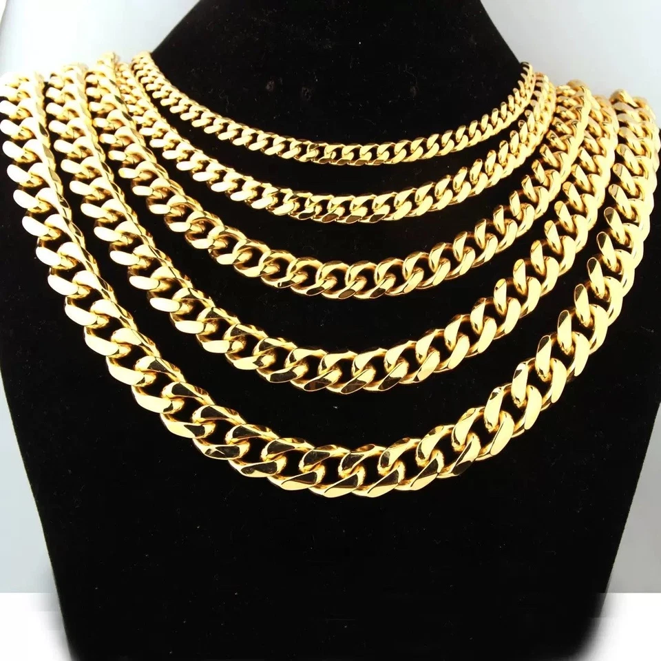 Collar de cadena de oro de acero inoxidable pesado para hombre 8-19 mm joyería hip hop punk Foto 3 de 4