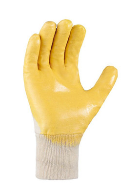 12x Nitril Arbeitshandschuhe gelb mit Strickbund Gr. 9-11, Handschuhe CE, EN388
