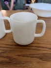 Milk Glass Coffee Cups / Mugs White D-handle Vintage Set of 2