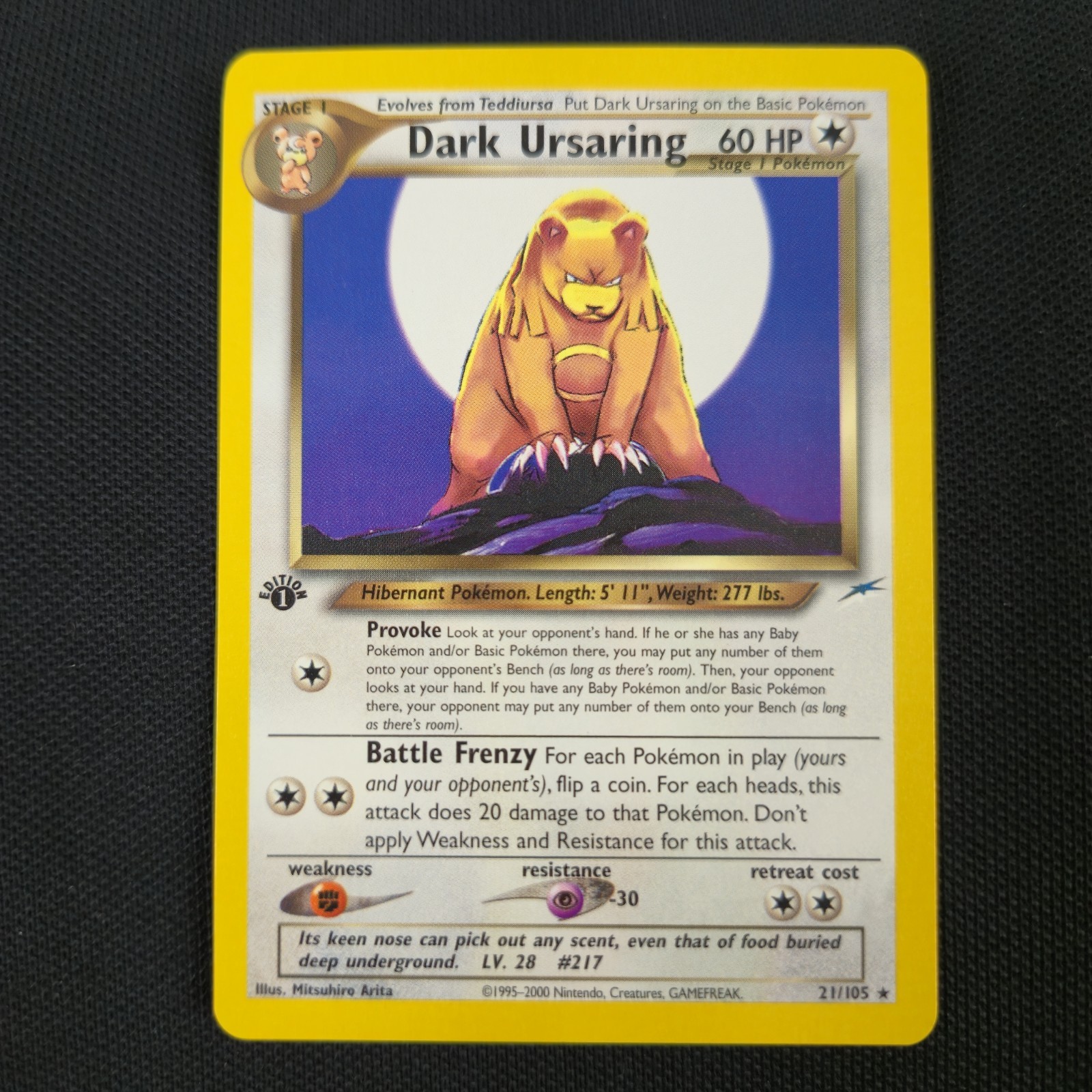 1st Edition Dark Ursaring 21/105 Neo Destiny Rare 2000 Nintendo Pokemon Card