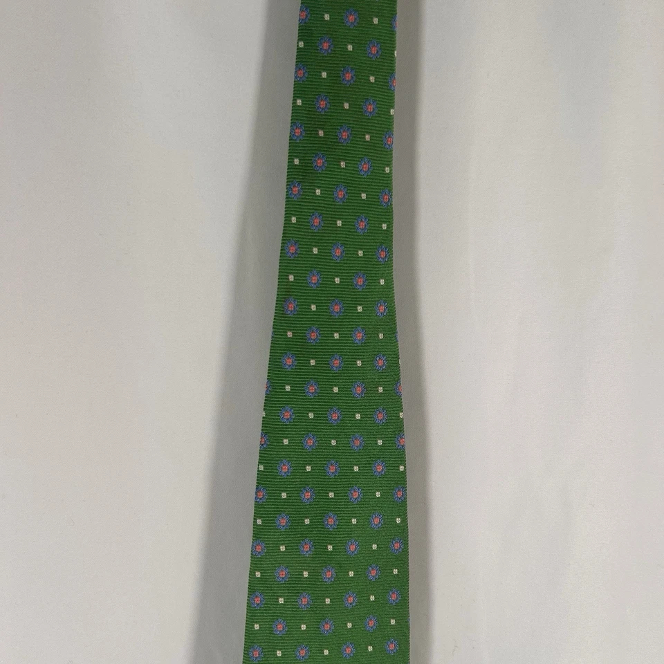 Corbata Brooks Brothers para hombre 59" verde floral 100 % seda 4" de ancho hecha en EE. UU. Foto 3 de 4