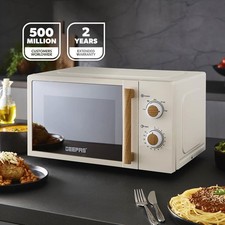 GEEPAS NordiQ 20L Solo Microwave Oven 700W Compact 5 Power Levels Timer Defrost