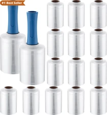 16 Pcs 5" x 1000 Ft Stretch Wrap Roll with Handles for Moving and Shipping