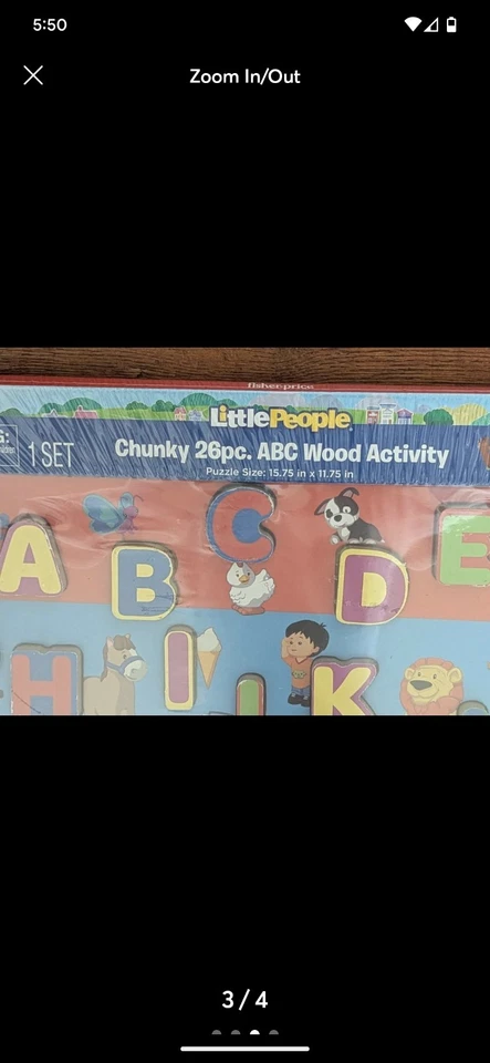 Fisher Price Little People Chunky ABC Wood Activity Puzzle 16" x 12" 27 Pc NEW - Image 3 of 4