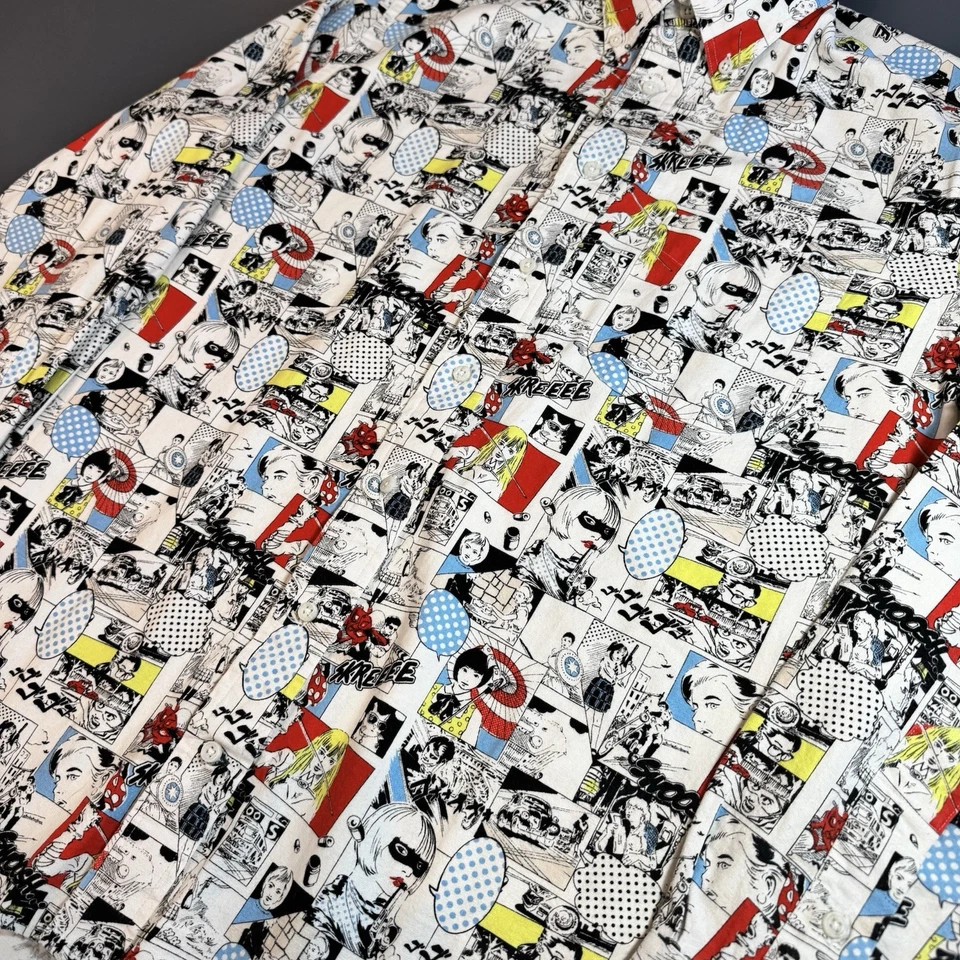 Gitman Bros Vintage Anime Button Up Linen Cotton Blend Graphic Print Large USA - Image 4 of 4