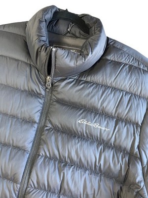 Eddie Bauer Mens Black Down Insulated Puffer Jacket 2XL Lightweight Warm Nylon F
