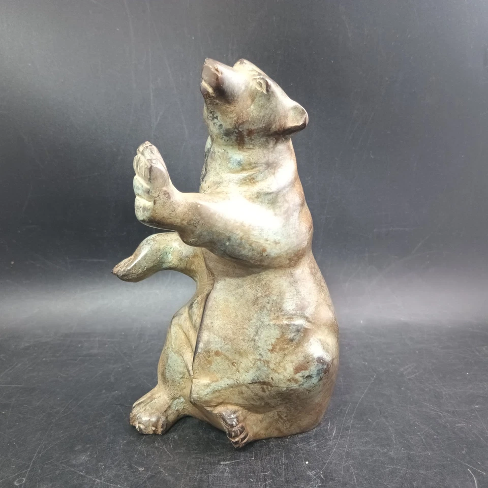 Oso polar de bronce, arte de Robert Larum, 7"x4"x3,25" Foto 2 de 4