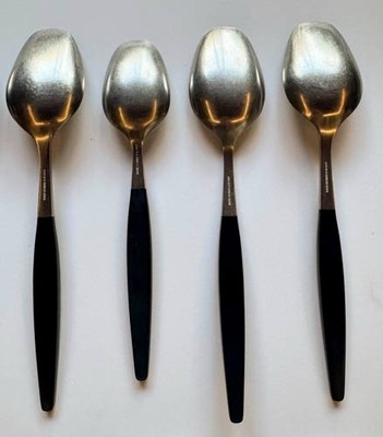 Vintage Gense Focus Black Deluxe Stainless steel Flatware  18-8 Sweden  MCM