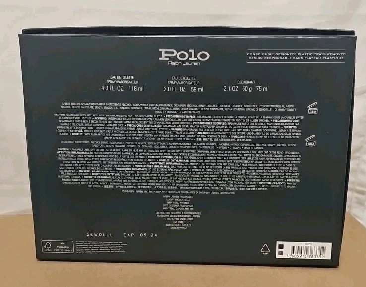 POLO RALPH LAUREN 3 PCS GIFT SET MEN 4.2.OZ EDT SP 2.OZ EDT SP 2.5.OZ DEODORANT - Image 3 of 3