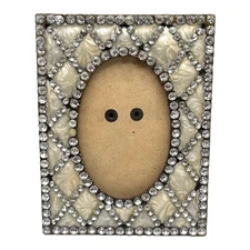 Decorative Rhinestone Enamel Mini Picture Frame, 2x3" Photo