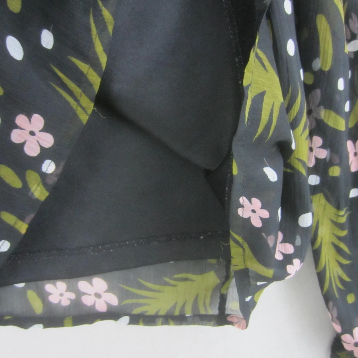 Vero Moda Top Womens S Black Pink Floral Long Sleeve Peplum Round Neck Boho
