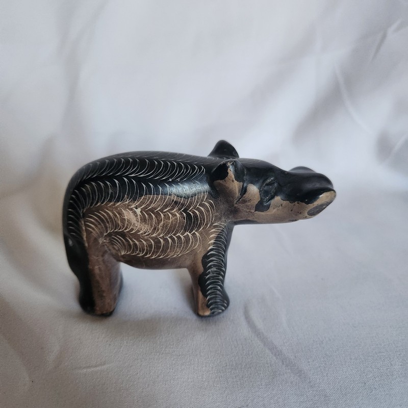 Vintage Hand Carved Stone Hippo Hippopotamus Figure