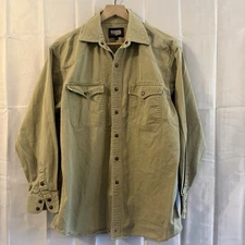 Resistol Rode Gear Shirt Mens M Olive Green Western Snap Long Sleeve Rodeo