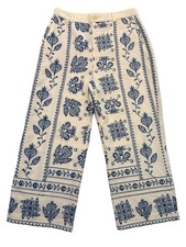 NWOT ZARA HIGH-WAIST EMBROIDERED CULOTTES ZW COLLECTION PANTS Size M Nautical