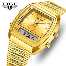 Waterproof Ladies Women Wristwatch Quartz LED Digital Stainless Steel Men Watch