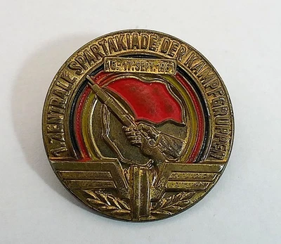 frühe DDR Abzeichen I. Zentrale Spartakiade der Kampfgruppen 1961 - Bild 1 von 2