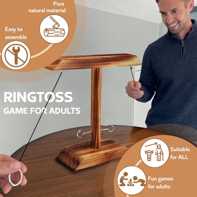 Ring Toss Game for Adults, Hook and Ring Game, Swinging String Hook & Ring Ta...