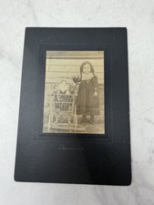 Antique Cabinet Card Photo Girl w Dolls Basket Named Bernice