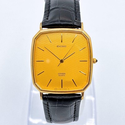 Citizen Exceed 2730 272544 Dress Watch Vintage Quartz Gold Dial Square