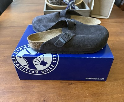 Birkenstock Boston Mocha Suede Leather Clog Soft Footbed Men Women Size Shoes