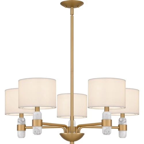 Brushed Weathered Brass Five Light Chandelier from the Kimberly Collection - Picture 1 of 6