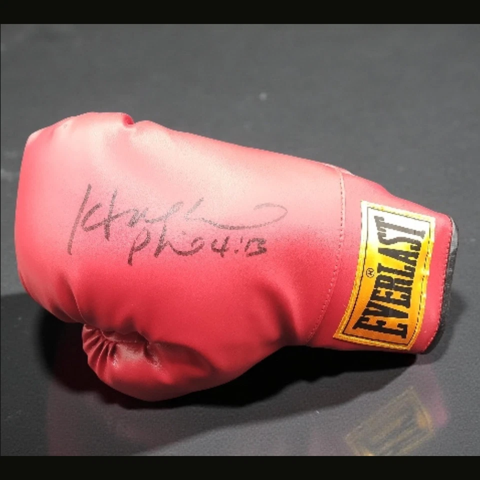 Guante de Boxeo Evander Holyfield Autografiado Everlast Rojo Foto 3 de 4