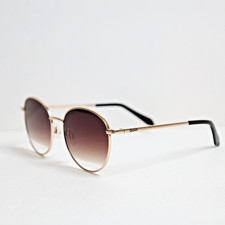 QUAY LOOP ME IN Women's 54mm Sunglasses Gold Frame Brown Gradient Lens NEW