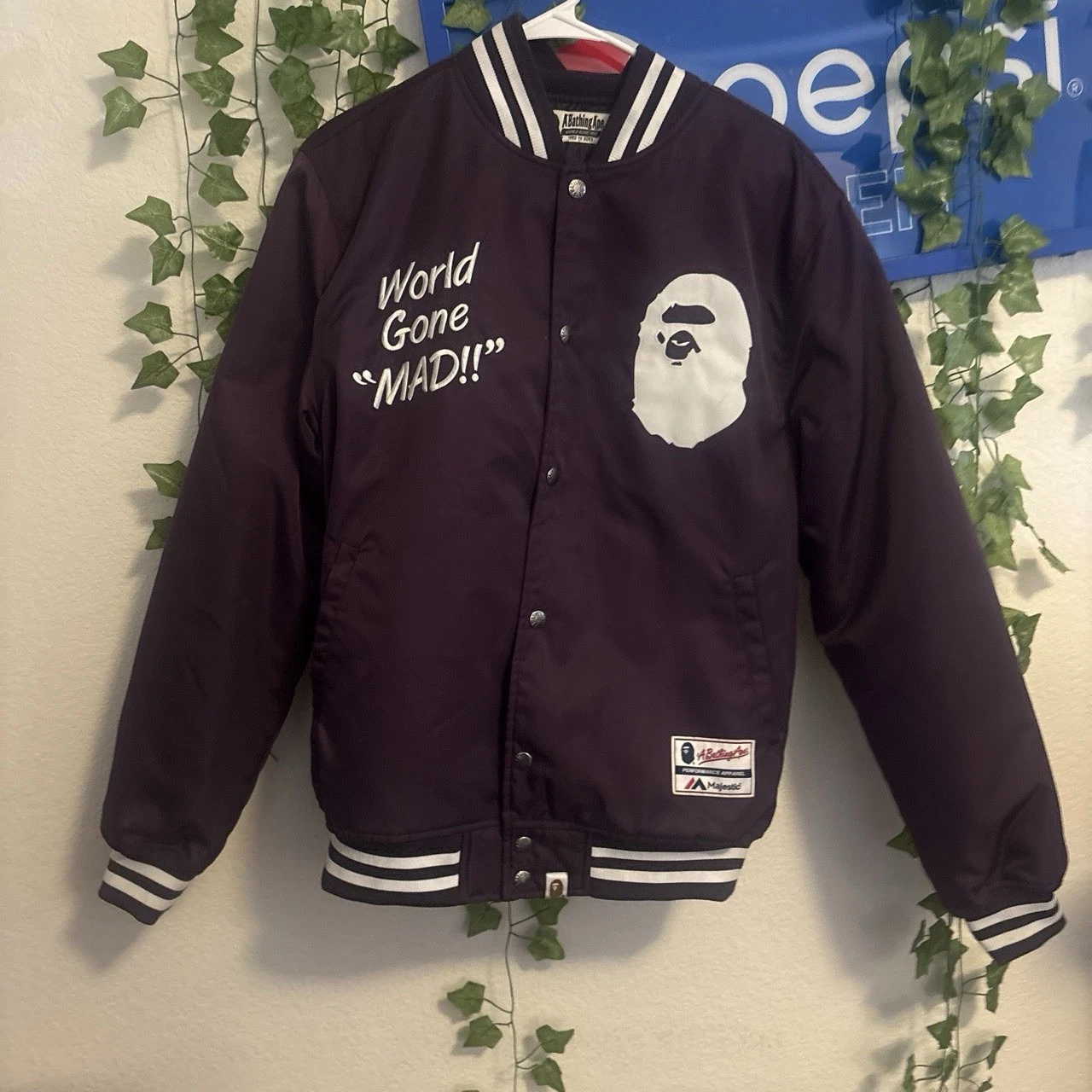 Authentic Bape Jacket Size L Varsity, Purple And White image 1