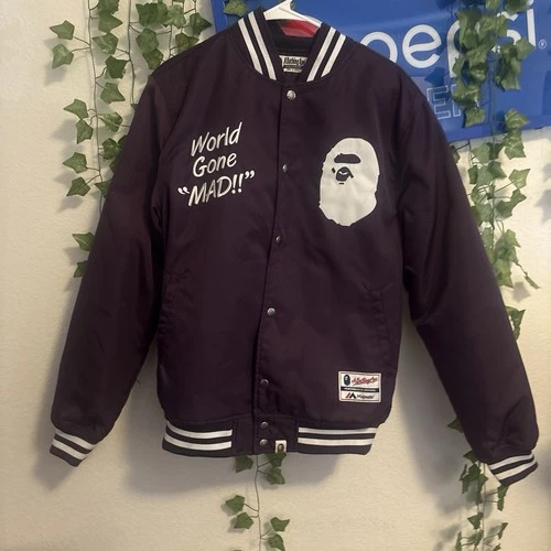 Authentic Bape Jacket Size L Varsity, Purple And White - product listing photo