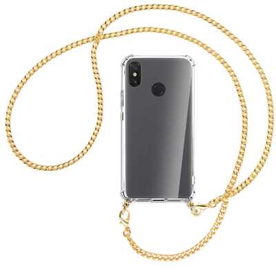 Handykette für Xiaomi Mi Max 3 goldfarbene Kette (G) Hülle mit Band Kordel