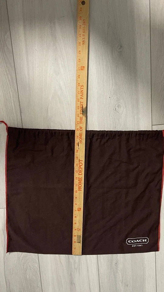 Funda protectora para bolsa antipolvo COACH marrón almacenamiento borde rojo cordón 23 X 19 Foto 2 de 4