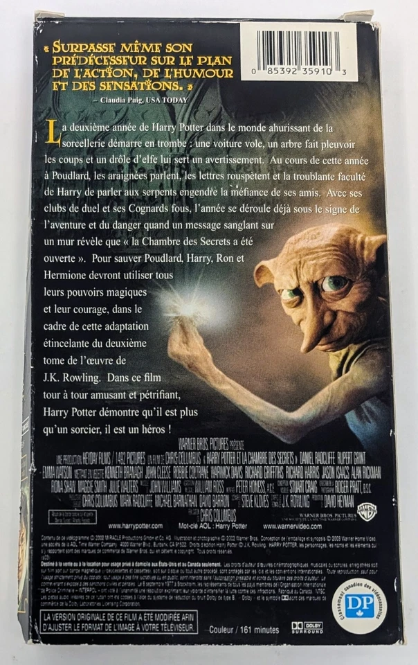 Harry Potter et la Chambre des Secrets VHS (2002) - NTSC - French - VG (Tested) - Image 2 of 4