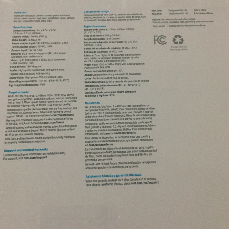 NEST Cam IQ Outdoor Smart Security Camera Model NC4100US - Image 4 of 4