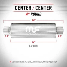Magnaflow 10416 Hi-Flo Performance Muffler 4" Round 14" Body 2.5" Center/Center