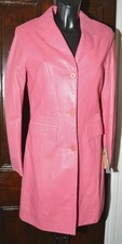 Clan Bright Pink Leather Ladies Coat New With Tags Euro 38 Uk 10 New With Tags