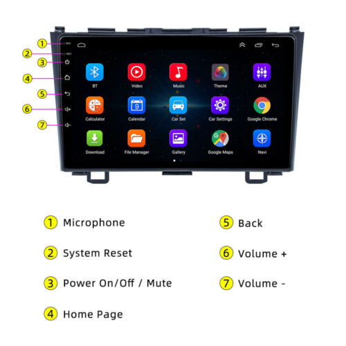 For Honda CRV 2007-11 Android 13 Car Stereo Radio GPS Navi 32GB WIFI 9'' Carplay - Foto 23 di 24