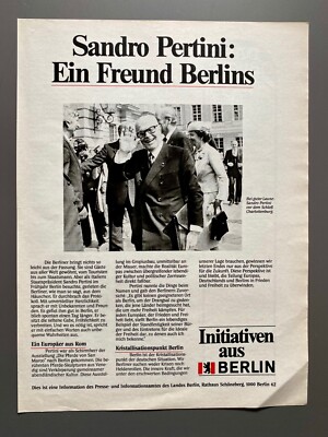 Sandro Pertini Ein Freund Berlins Original 1982 Vintage Advert Werbung Berlin