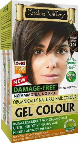 INDUS VALLEY Colore Gel Naturale per Capelli Tonalità Marrone Medio 4,0 220 gm - Foto 3 di 3