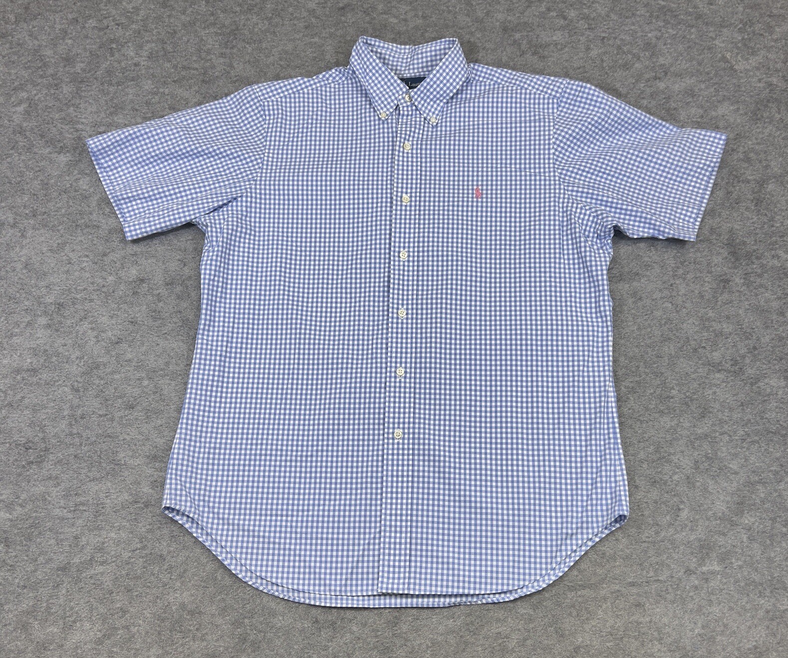 Ralph Lauren Camicia Uomo Grande Blu Gingham Classico Ricamo Pony Preppy Vintage