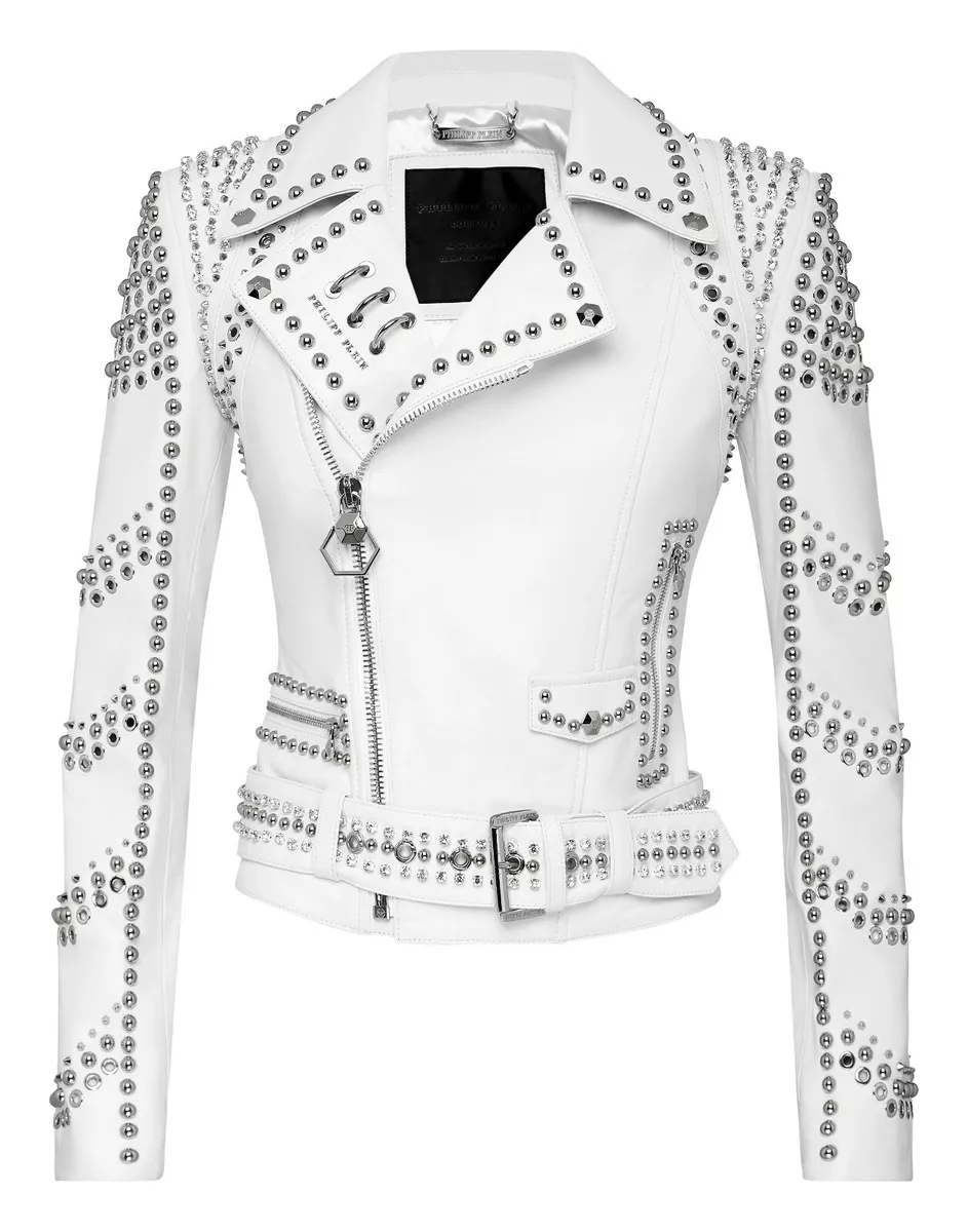 Philipp plein leather jacket womens top
