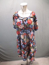 FOREVER 21+ Size 3X Womens Floral Round Neck Short Sleeve Sheath Midi Dress 967