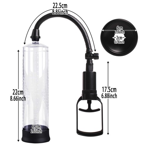 Penis Enlarger Extender Pump 7.5 INCH Penis Pump Clear Male Vacuum Draw Handle - Picture 24 of 24