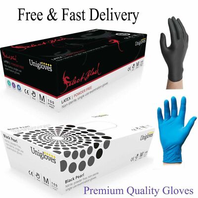SCHWARZ & BLAU NITRIL & LATEX EINWEGHANDSCHUHE PUDERFREI TATTOO - MECHANIKER