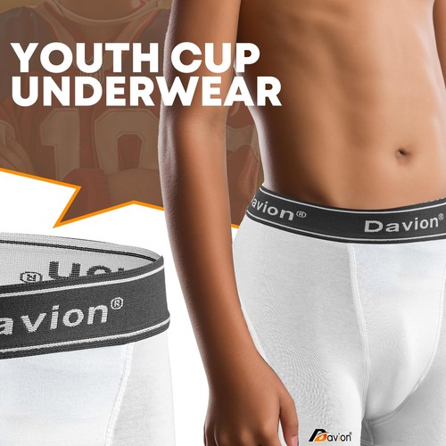 Boys Athletic Briefs 2-Pack with Protective Cup for Football Lacrosse - Picture 5 of 6
