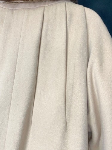 Vintage 1950s white wool jacket, Lilli Ann fur collar coat mod pin up S M L - Picture 12 of 15