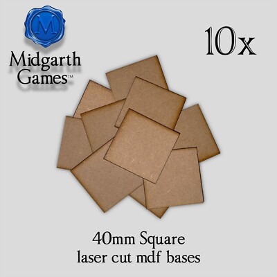 10x 40mm Square MDF Miniature Bases Warhammer FAST SHIPPING