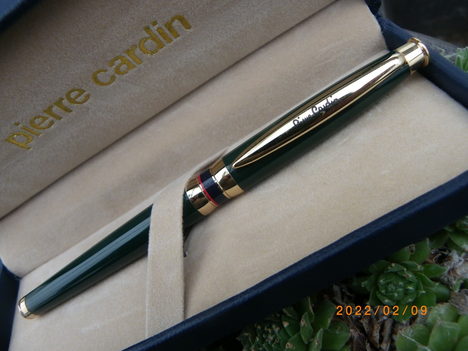Stylo Roller Pierre Cardin Vert Laqué et Or - Écriture Luxe Neuf