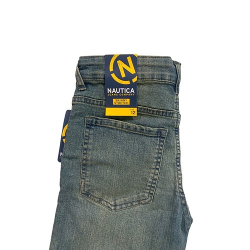 Size 12 Nautica Boys New Skinny Stretch Jeans Driftwood Denim 27" Inseam - Picture 3 of 9